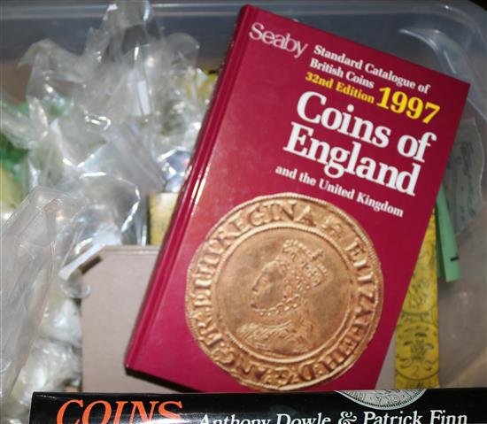 1882 Maundy set, Q E I shilling, a Cartwheel penny, a Roman denarius and other coins